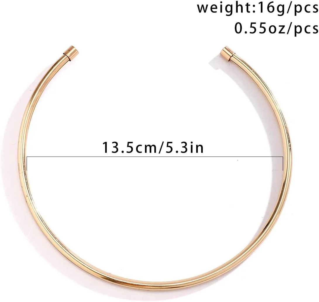 Simple Metal Collar Necklace Trendy Choker Necklaces Open Round Collar Necklace for Women