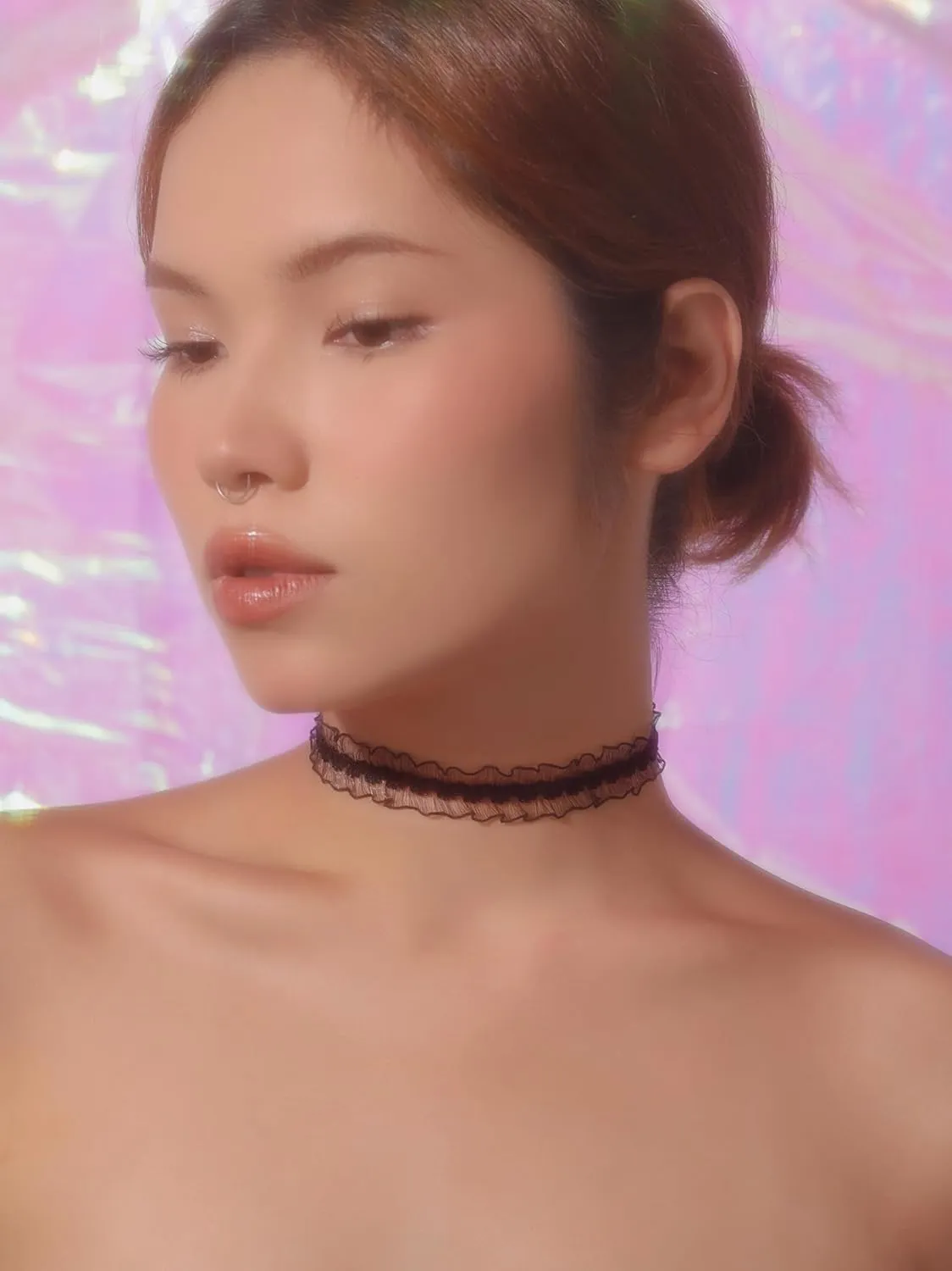 Simple Minimal Wavy Chiffon Sheer Stretchable Choker Everyday Essential Necklaces Aesthetic Jewelry Accessories Gifts for Women