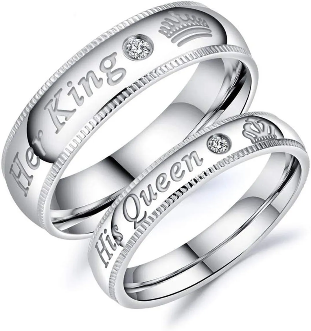 Size 4-11 Promise Rings,Titanium Steel Cubic Zirconia Ring for Men Women,Wedding Band Ring for Couple, Promise Anniversary Statement Ring