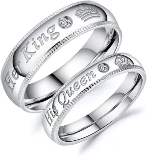 Size 4-11 Promise Rings,Titanium Steel Cubic Zirconia Ring for Men Women,Wedding Band Ring for Couple, Promise Anniversary Statement Ring