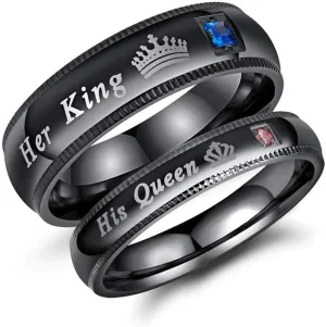 Size 4-13 Promise Rings,Titanium Steel Cubic Zirconia Ring for Men Women,Wedding Band Ring for Couple, Promise Anniversary Statement Ring Black