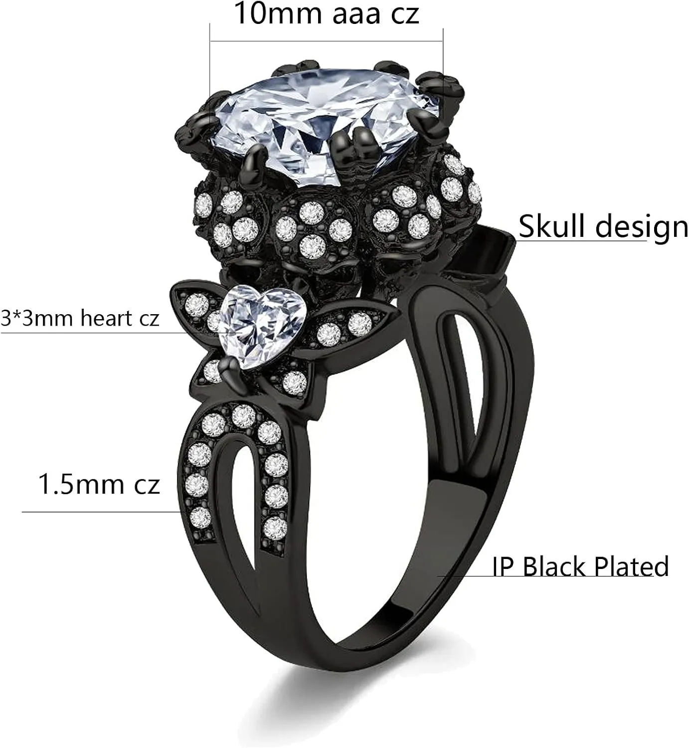Skull Rings His and Hers Rings Couple Rings Skeleton Rings AAA Red Cz Womens Wedding Ring Punk Ring