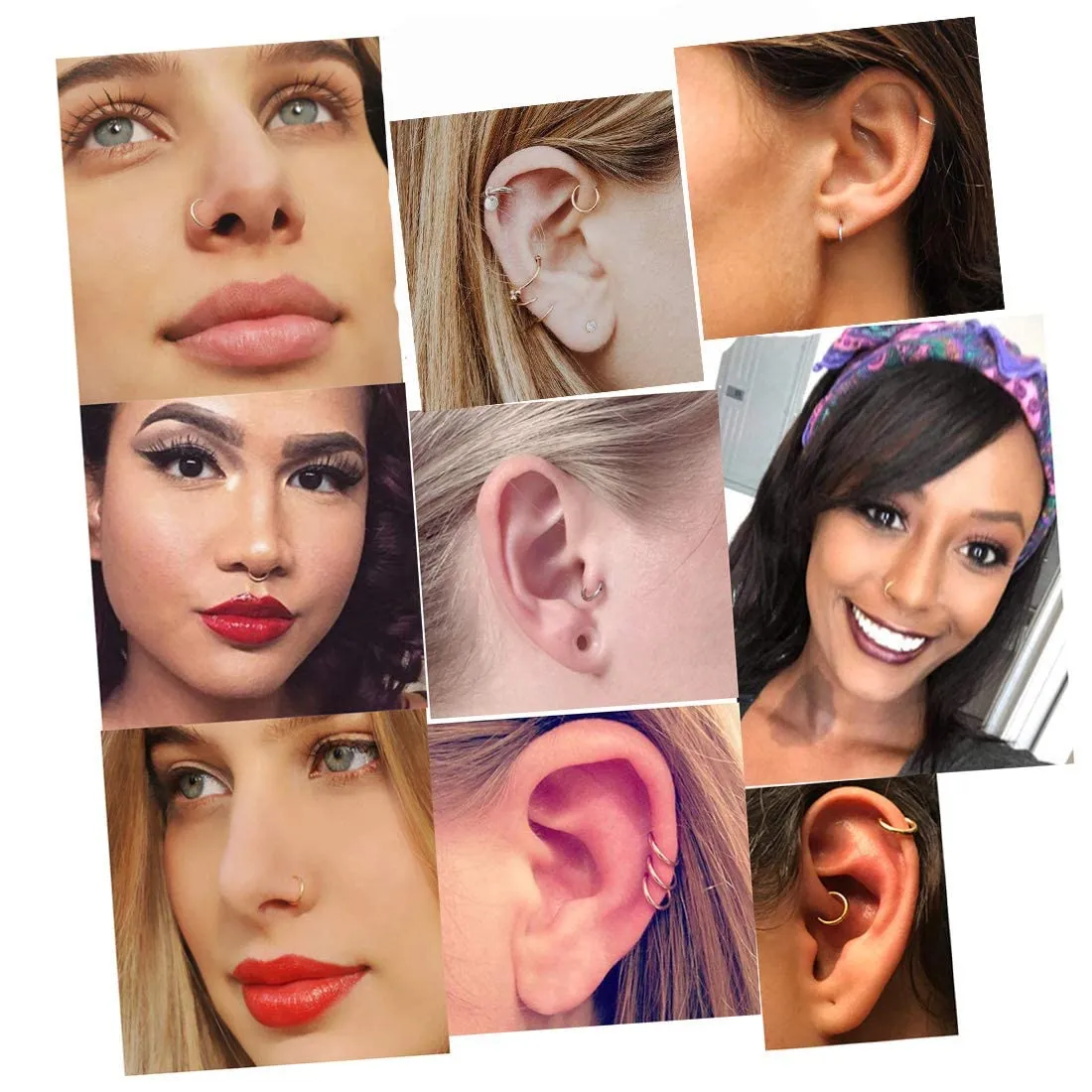 Small Gold Cartilage Hoop Earrings,316L Surgical Stainess Steel Huggie Hoop Earrings for Helix Lobes Hinged Sleeper Earrings for Men Women(7mm 8mm 9mm 10mm,Silver&Gold) (9mm, Gold)