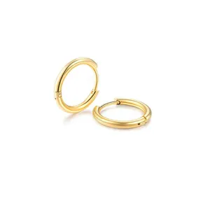 Small Gold Cartilage Hoop Earrings,316L Surgical Stainess Steel Huggie Hoop Earrings for Helix Lobes Hinged Sleeper Earrings for Men Women(7mm 8mm 9mm 10mm,Silver&Gold) (9mm, Gold)