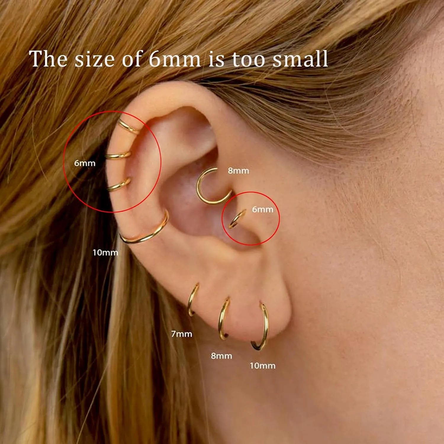 Small Gold Hoop Earrings, Lightweight 14K Gold Plated Huggie Hoop Earrings for Cartilage Helix Tragus, Hypoallergenic Earrings for Women Men, Tiny Thin Hoops Surgical Steel Endless Hoops Earrings 6-10 mm