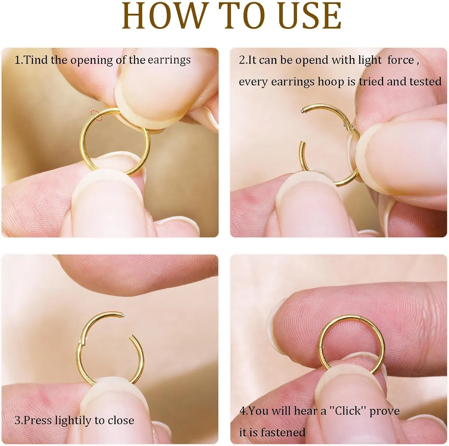 Small Gold Hoop Earrings, Lightweight 14K Gold Plated Huggie Hoop Earrings for Cartilage Helix Tragus, Hypoallergenic Earrings for Women Men, Tiny Thin Hoops Surgical Steel Endless Hoops Earrings 6-10 mm