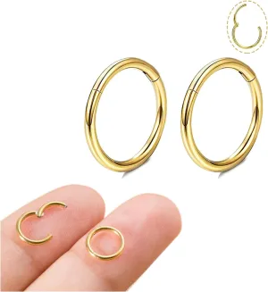 Small Gold Hoop Earrings, Lightweight 14K Gold Plated Huggie Hoop Earrings for Cartilage Helix Tragus, Hypoallergenic Earrings for Women Men, Tiny Thin Hoops Surgical Steel Endless Hoops Earrings 6-10 mm