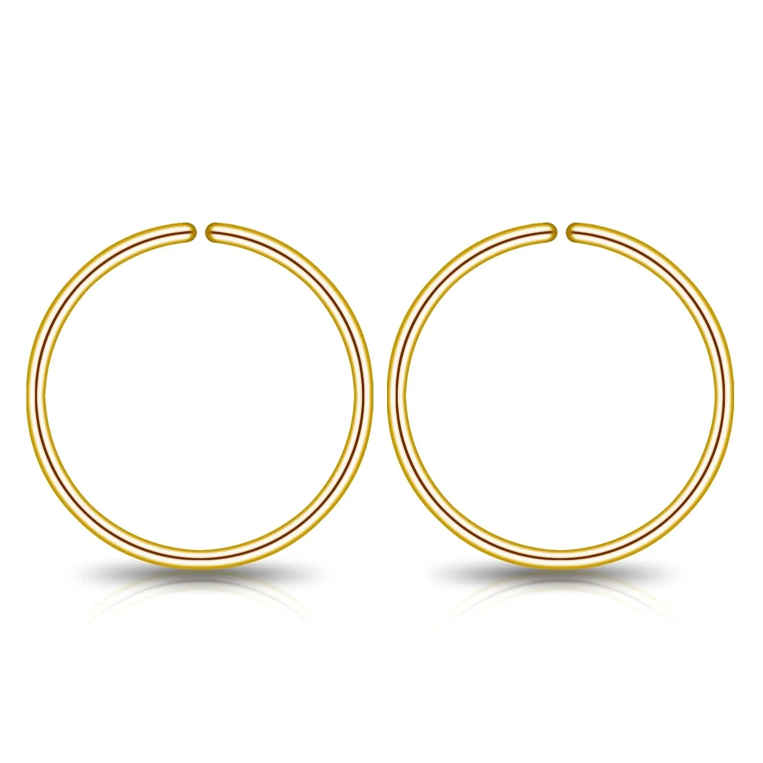 Small Gold Sterling Silver Huggie Hoop Earrings for Women Cartilage Nose Helix Tragus (Gold, 10mm 22 gauge / 1 pair)