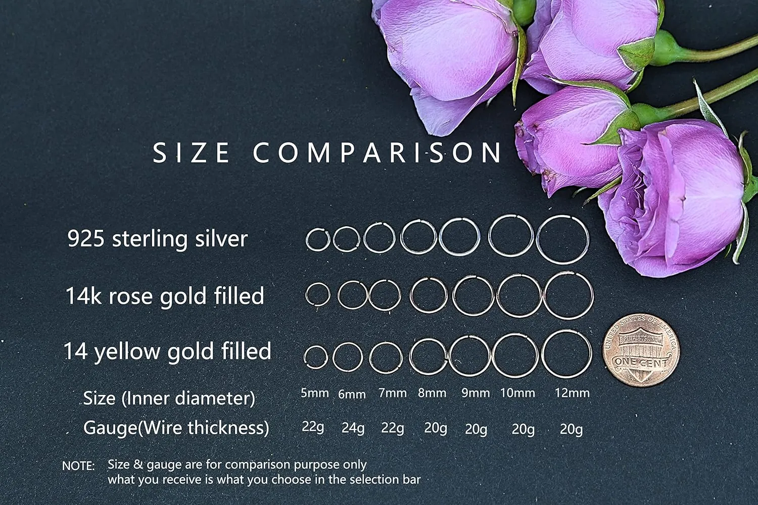 Small Gold Sterling Silver Huggie Hoop Earrings for Women Cartilage Nose Helix Tragus (Gold, 10mm 22 gauge / 1 pair)
