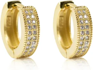 Small Iced CZ Hoops with Cubic Zirconia 14K Yellow Gold Plated 925 Sterling Silver Ear Cuff 12mm Huggie Hoop Earrings Wonderful Gift Choice for Men And Women