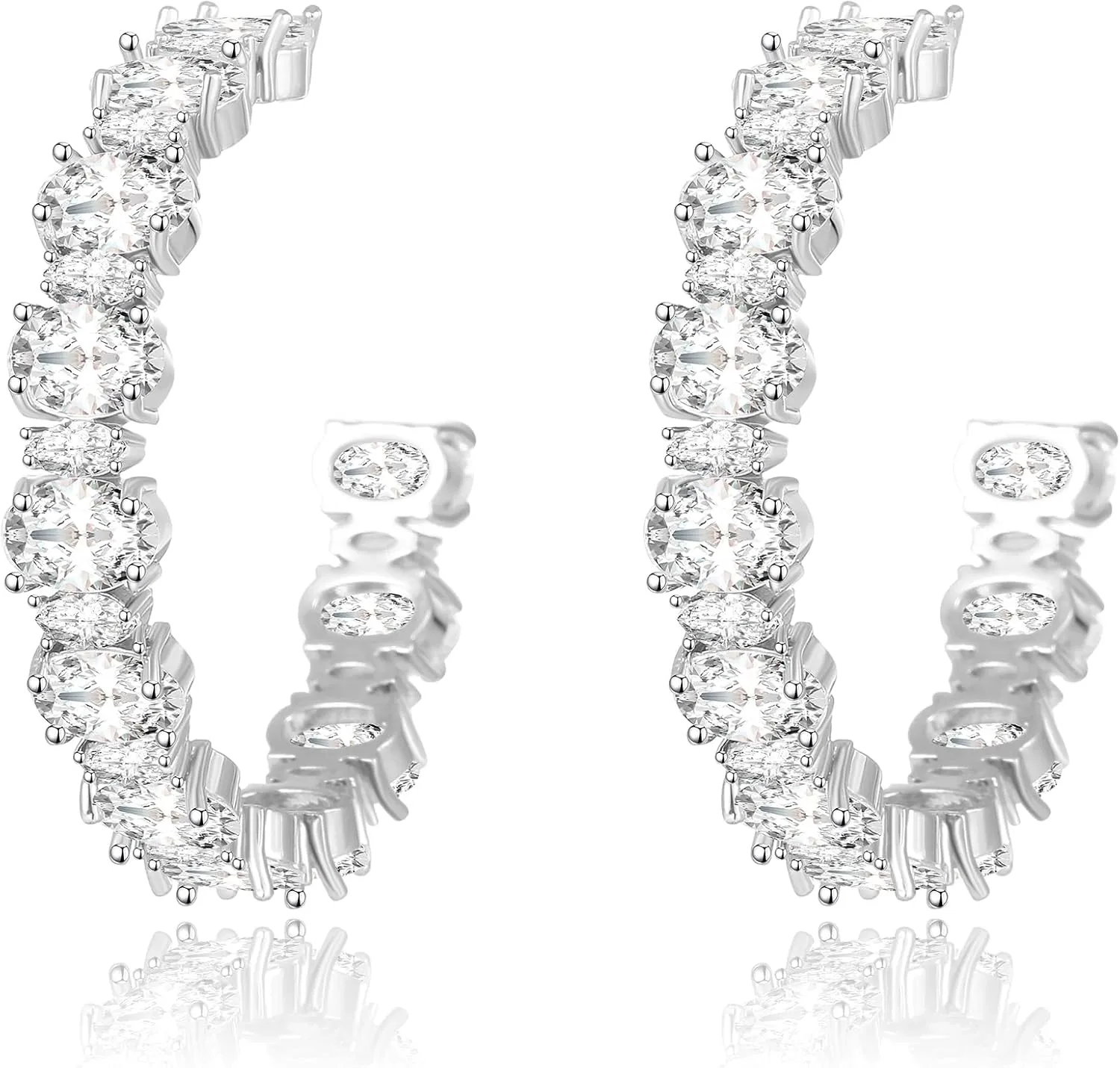 Sparkling Diamond Hoop Earrings for Women | Cubic Zirconia Stud Earrings | Hypoallergenic Jewelry