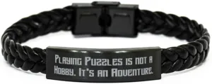 Special Puzzles Gifts, Playing Puzzles is not a, Useful Birthday Braided Leather Bracelet Gifts For Men Women From Friends, Leather bracelets for men, Leather bracelets for women, Handmade leather