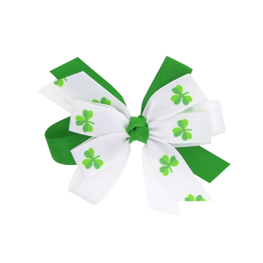 St Patricks Headband Hair Clips Pin Green Clover Shamrock Hairpin Hairclips JHSP26 (Hair Clips-C)