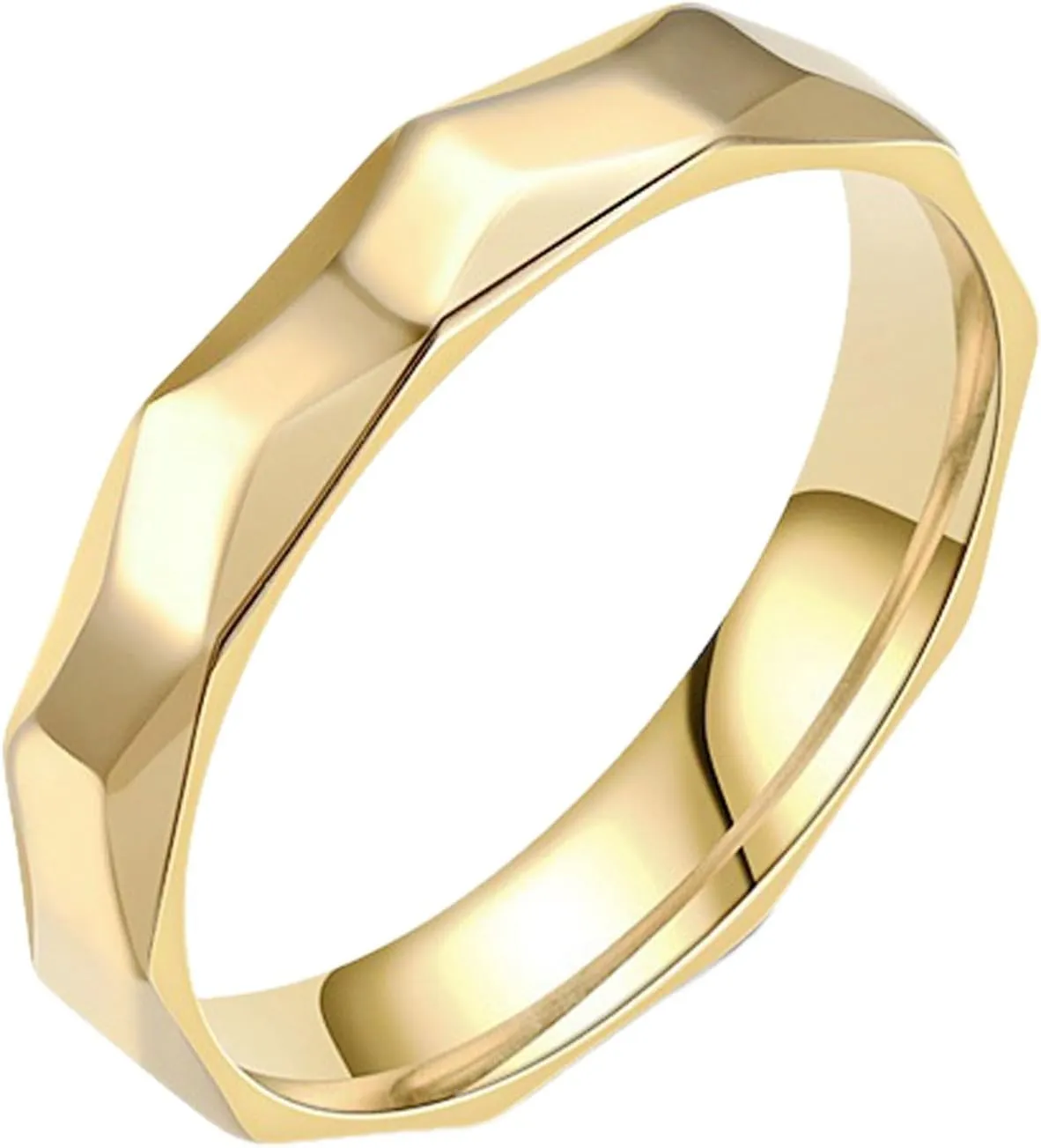 Stainless Steel Multi-faceted Rhombus Rings for Women Stackable Engagement Wedding Band Minimalist Jewelry Gifts