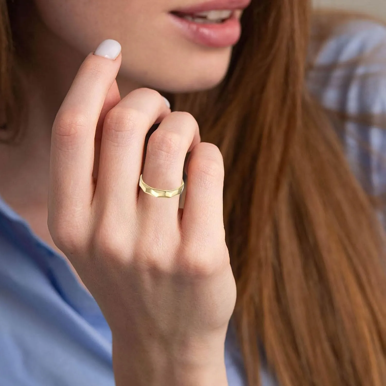 Stainless Steel Multi-faceted Rhombus Rings for Women Stackable Engagement Wedding Band Minimalist Jewelry Gifts