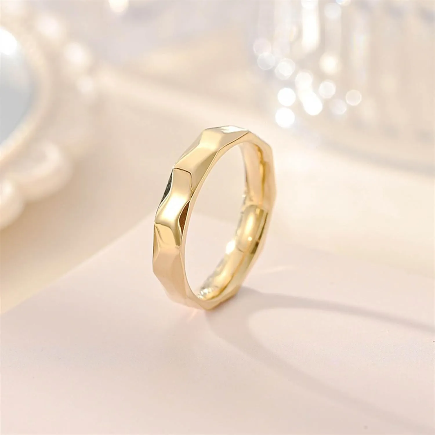 Stainless Steel Multi-faceted Rhombus Rings for Women Stackable Engagement Wedding Band Minimalist Jewelry Gifts