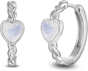 Starchenie Heart Hoop Earrings for Women 925 Sterling Silver 16mm Dainty Small Twisted Knot Huggie Hoop Earrings Jewelry Gift