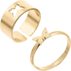 Stylish Couple Rings Set 2pcs Lovers Rings for Couples Fashion Jewelry
