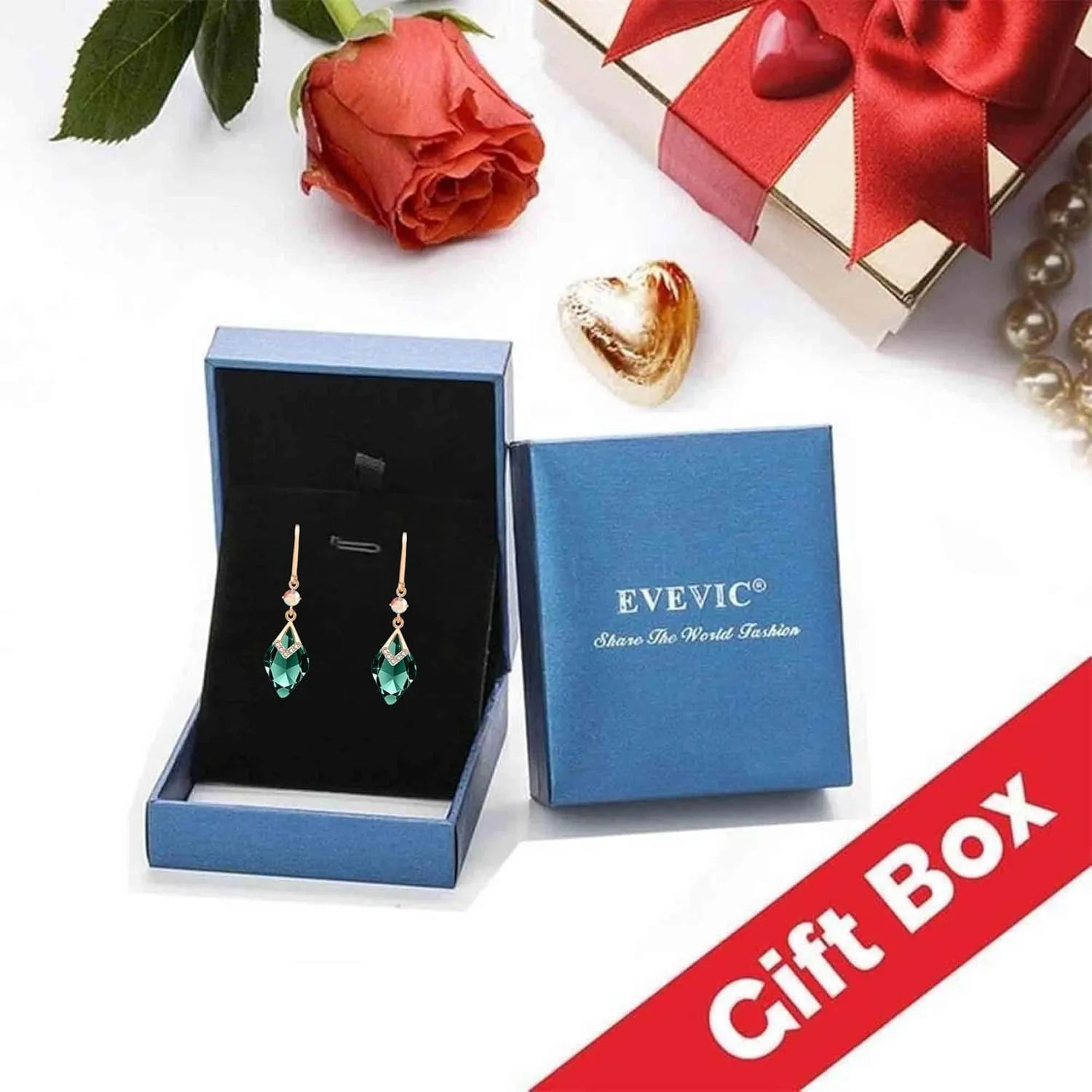 Trendy Austrian Crystal Rhombus Drop Huggie Dangle Earrings for Women 14k Rose Gold Plated Hypoallergenic Jewelry Gifts