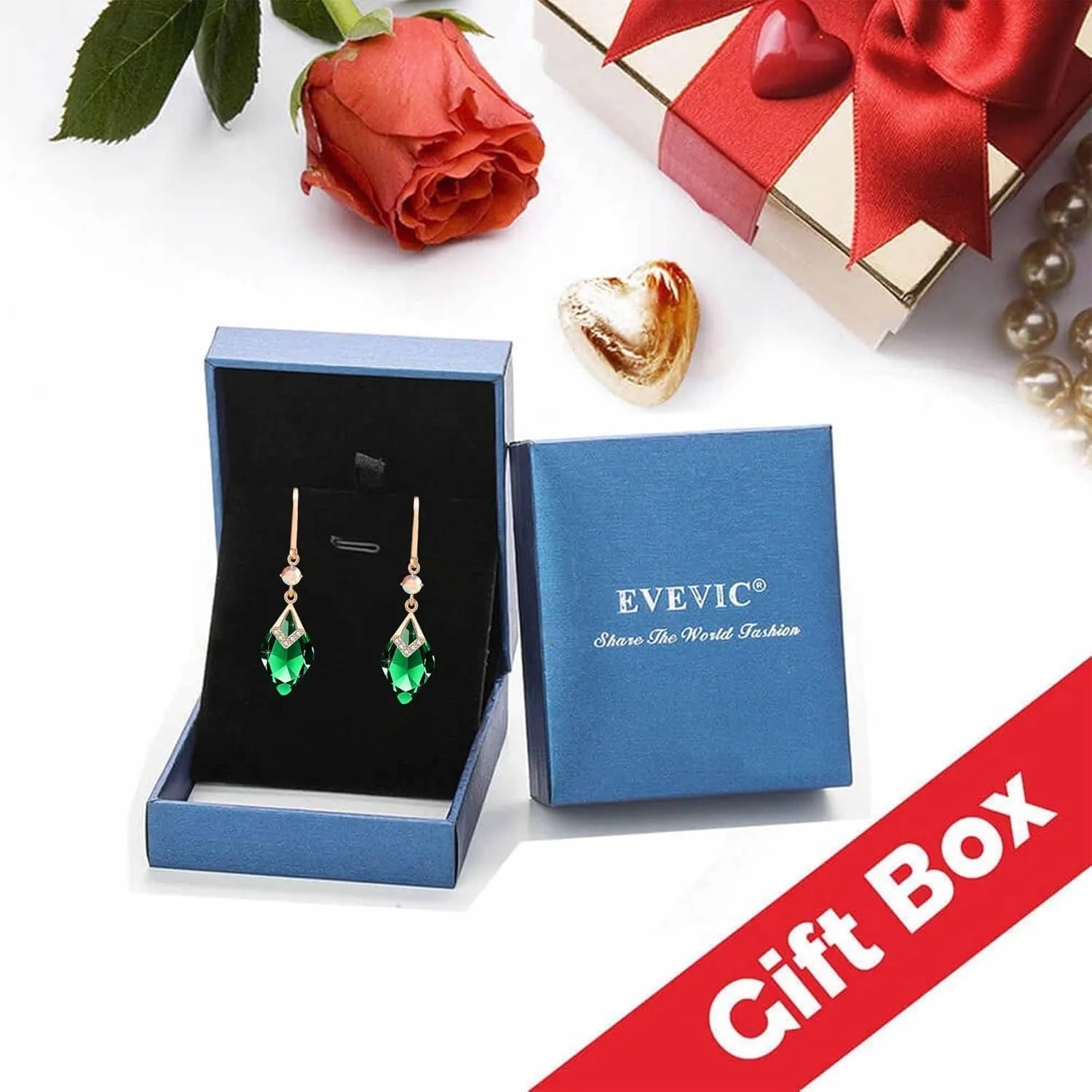 Trendy Austrian Crystal Rhombus Drop Huggie Dangle Earrings for Women 14k Rose Gold Plated Hypoallergenic Jewelry Gifts