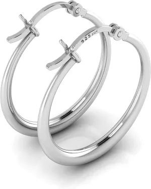TURQNTAUPE 925 Sterling Silver Hoop Earrings Lightweight Thick Hypoallergenic Silver Hoop Earring for Women 25mm Earring Hoops