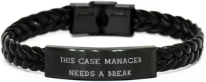 Unique Case manager Gifts, This, Cool Birthday Braided Leather Bracelet Gifts Idea For Friends, Case manager Gifts From Boss, Leather bracelets for men, Leather bracelets for women, Handmade leather