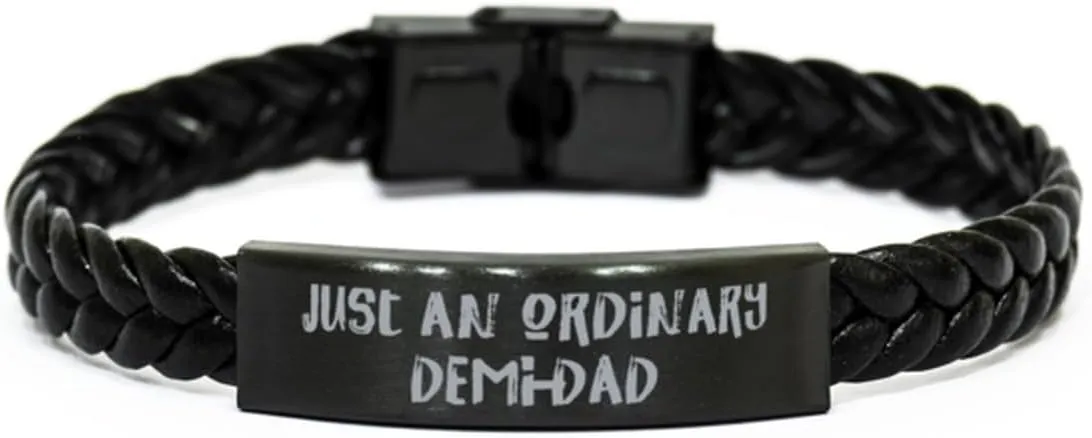 Unique Idea Daddy Braided Leather Bracelet, Just An Ordinary Demi-Dad, Unique Gifts for Dad from Son Daughter, Birthday Gifts, Leather bracelets for men, Leather bracelets for women, Handmade leather