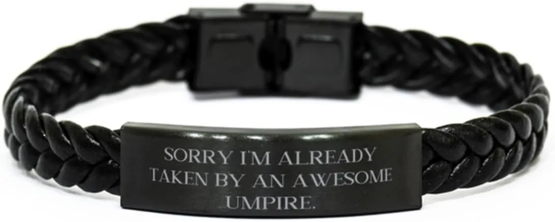Unique Umpire Gifts, Sorry I'm Already, Joke Birthday Braided Leather Bracelet Gifts Idea For Men Women, Umpire Gifts From Boss, Leather bracelets for men, Leather bracelets for women, Handmade