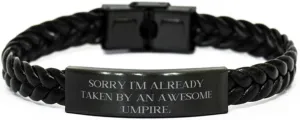 Unique Umpire Gifts, Sorry I'm Already, Joke Birthday Braided Leather Bracelet Gifts Idea For Men Women, Umpire Gifts From Boss, Leather bracelets for men, Leather bracelets for women, Handmade