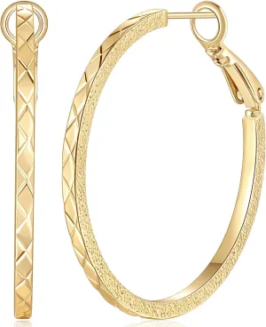 Verniflloga14K Gold Hoop Earrings Gold Earrings Womens Hoop Earring Jewelry Timeless Elegance 35 mm