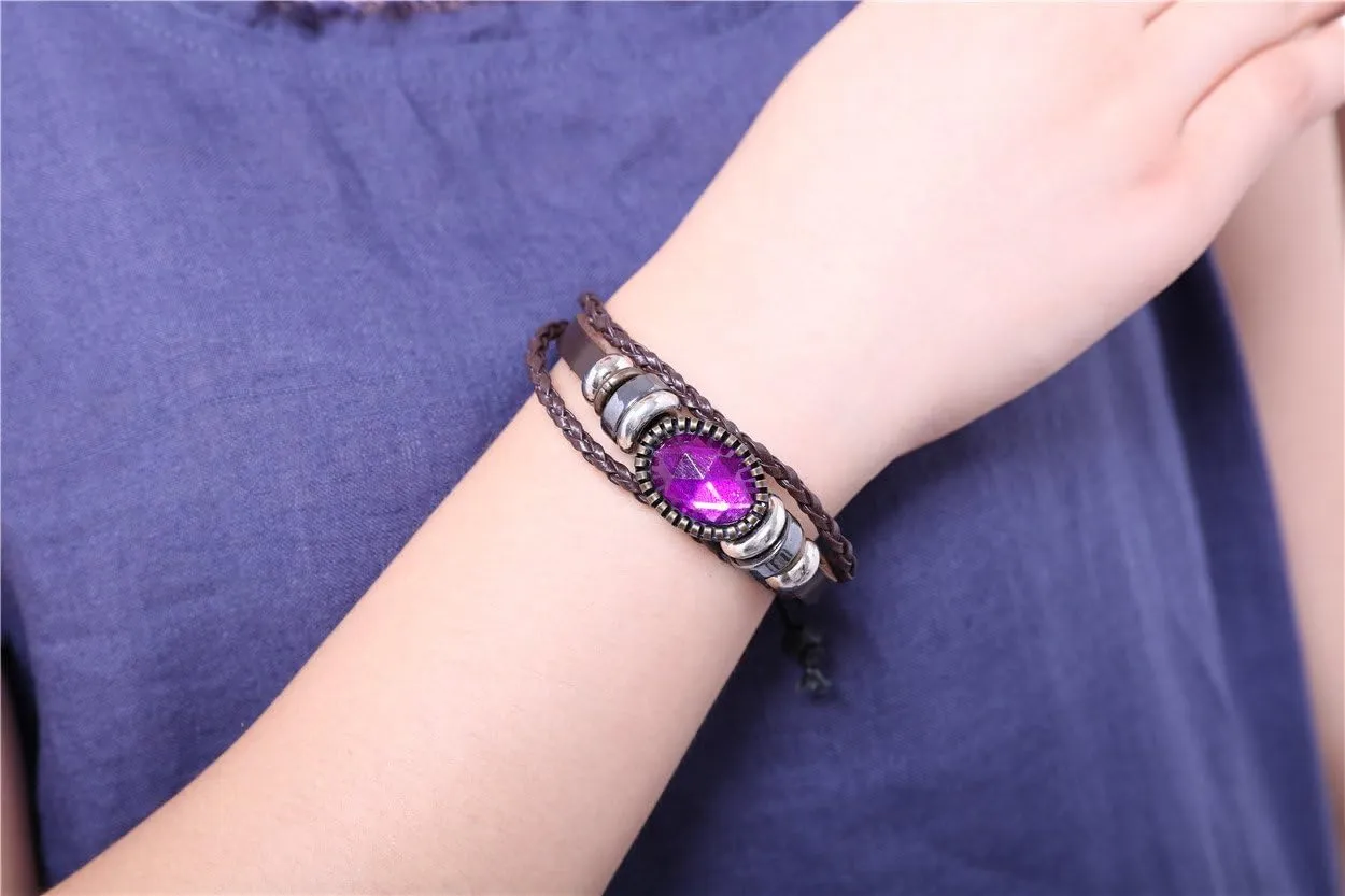 Vintage Fashion Handmade Genuine Leather Handmade Charm Braided Leather Bracelets for Men Women Jewelry