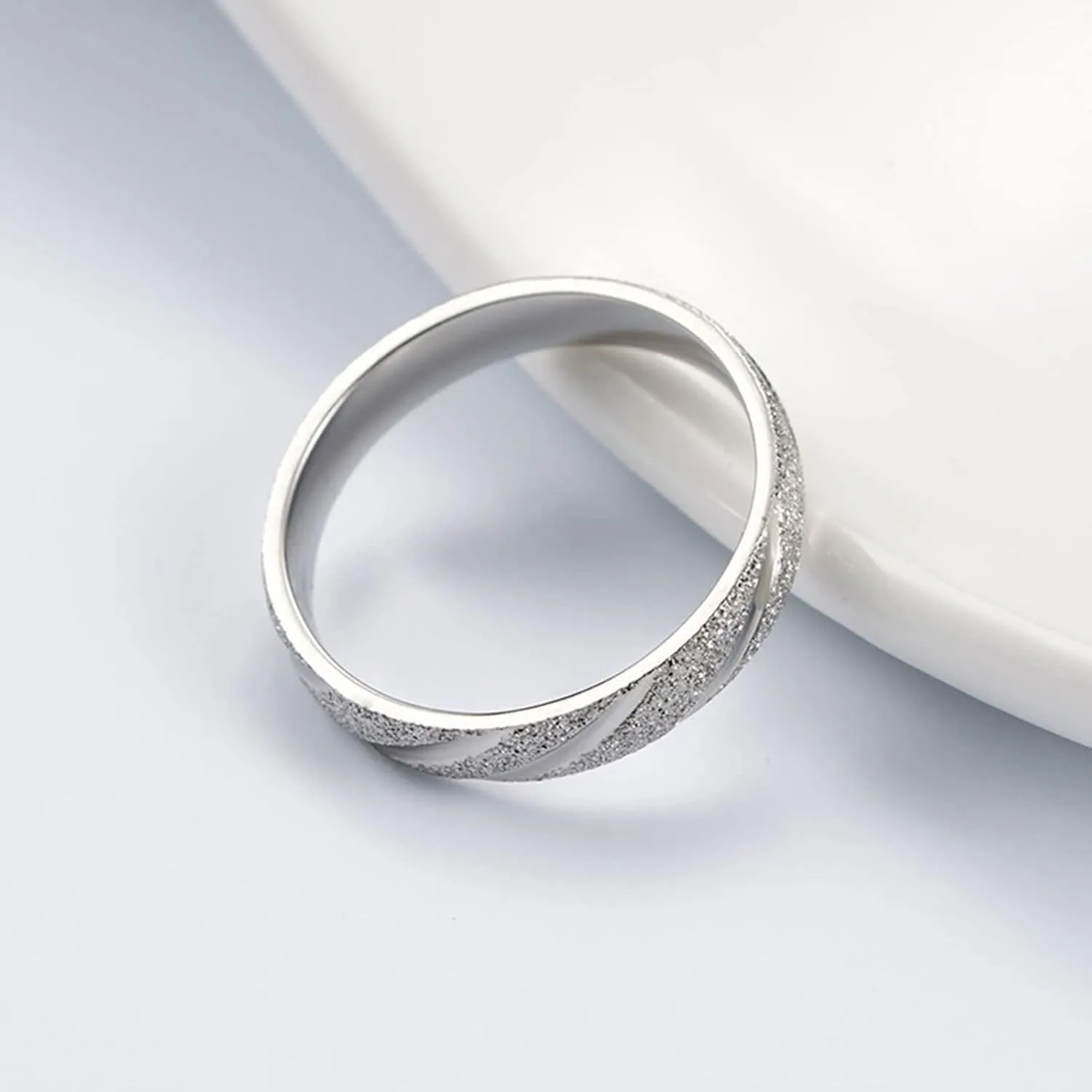 Wedding Rings Engravable Couple Rings Wedding,Stainless Steel Eternity Ring 4MM Silver Ring with Brushed Round Anniversary Rings Couple