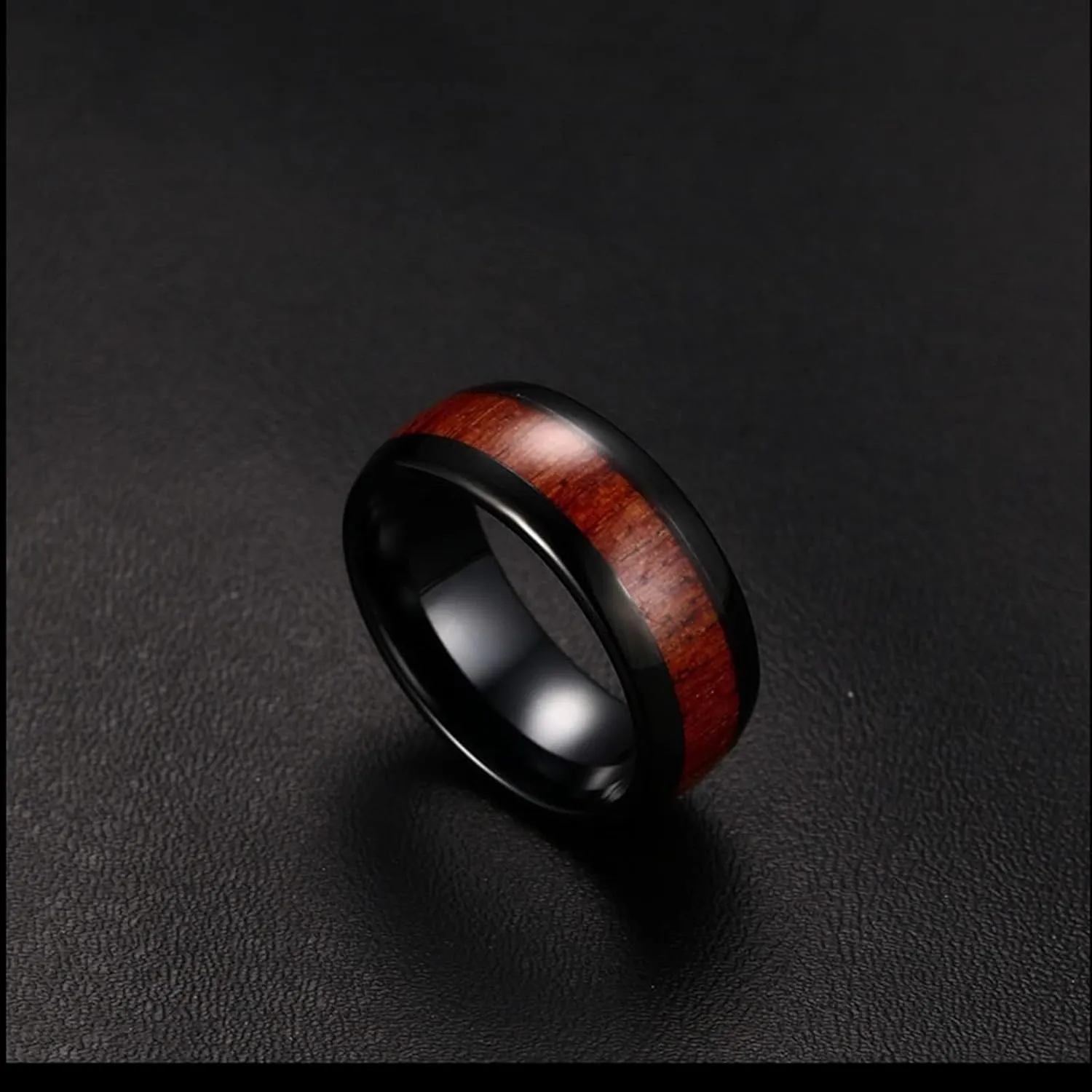 Wedding Rings Sets His and Hers, Tungsten Couples Rings Promise Rings Comfort Fit 8mm Black Ring Wood Inlay