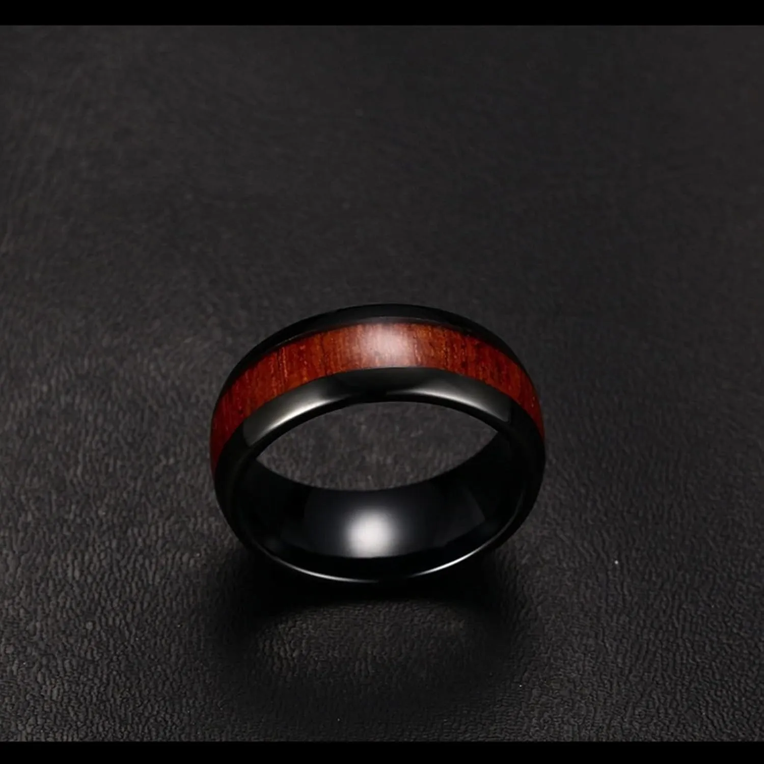Wedding Rings Sets His and Hers, Tungsten Couples Rings Promise Rings Comfort Fit 8mm Black Ring Wood Inlay