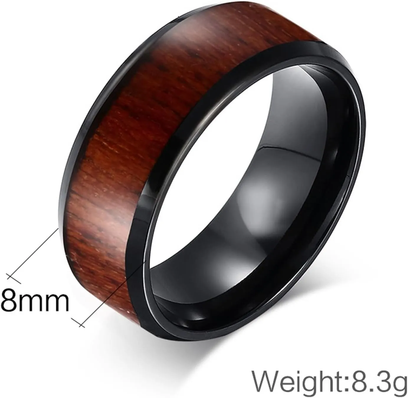 Wedding Rings Sets His and Hers, Tungsten Couples Rings Promise Rings Comfort Fit 8mm Black Ring Wood Inlay