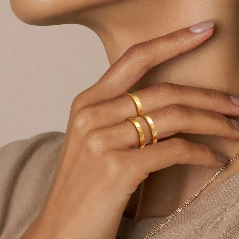 WFYOU 18K Gold Filled Initial Rings for Women that Don't Tarnish Dainty Gold Initial Ring Alphabet Letter Rings Wedding Bands Stackable Thin Thumb Pinky Finger Rings Gold Jewelry Gifts for Women