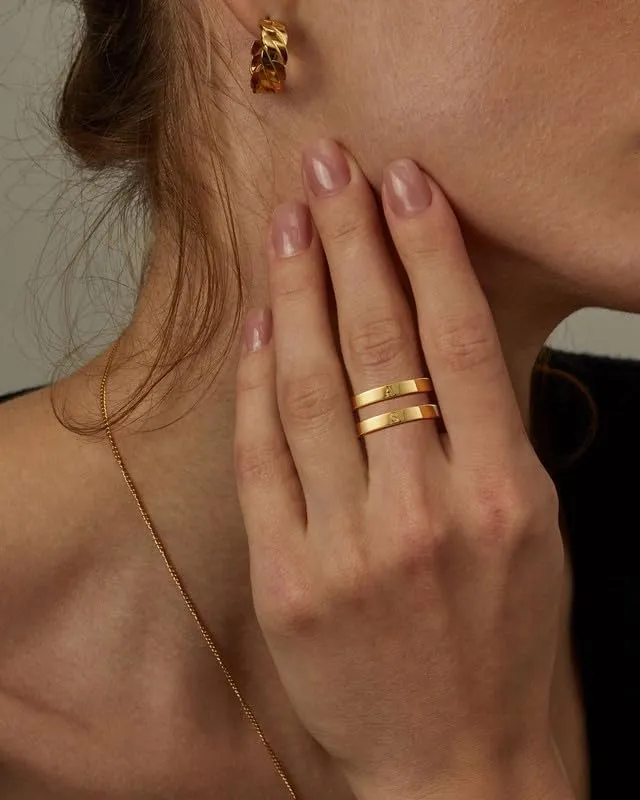 WFYOU 18K Gold Filled Initial Rings for Women that Don't Tarnish Dainty Gold Initial Ring Alphabet Letter Rings Wedding Bands Stackable Thin Thumb Pinky Finger Rings Gold Jewelry Gifts for Women