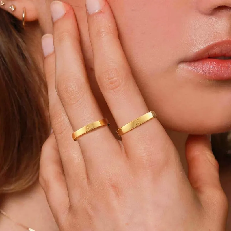 WFYOU 18K Gold Filled Initial Rings for Women that Don't Tarnish Dainty Gold Initial Ring Alphabet Letter Rings Wedding Bands Stackable Thin Thumb Pinky Finger Rings Gold Jewelry Gifts for Women