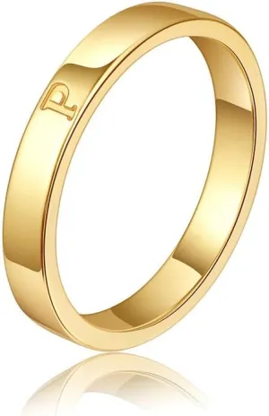 WFYOU 18K Gold Filled Initial Rings for Women that Don't Tarnish Dainty Gold Initial Ring Alphabet Letter Rings Wedding Bands Stackable Thin Thumb Pinky Finger Rings Gold Jewelry Gifts for Women