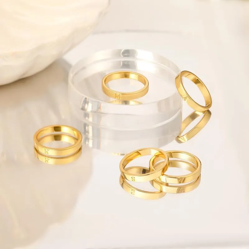 WFYOU 18K Gold Filled Initial Rings for Women that Don't Tarnish Dainty Gold Initial Ring Alphabet Letter Rings Wedding Bands Stackable Thin Thumb Pinky Finger Rings Gold Jewelry Gifts for Women