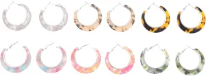 Women's Fashion Earrings 6 Pairs Assorted Geometric Earrings Acrylic Loop Earrings Set