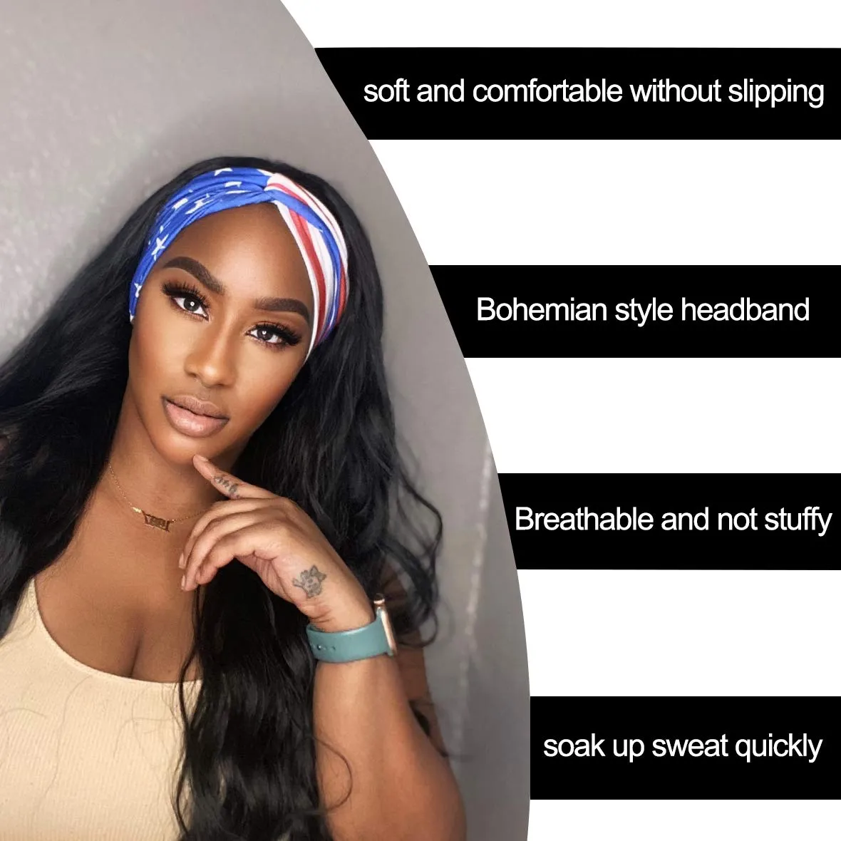 XTREND 6 Pcs Women's Headbands Twisted Cross Elastic Head Bands Yoga Workout Hairbands Non-Slip Sweat Soft Headbands Solid Color Simple Versatile Hair Accessory Hair Bands
