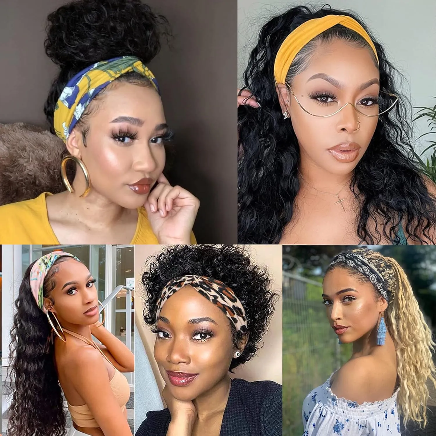 XTREND 6 Pcs Women's Headbands Twisted Cross Elastic Head Bands Yoga Workout Hairbands Non-Slip Sweat Soft Headbands Solid Color Simple Versatile Hair Accessory Hair Bands