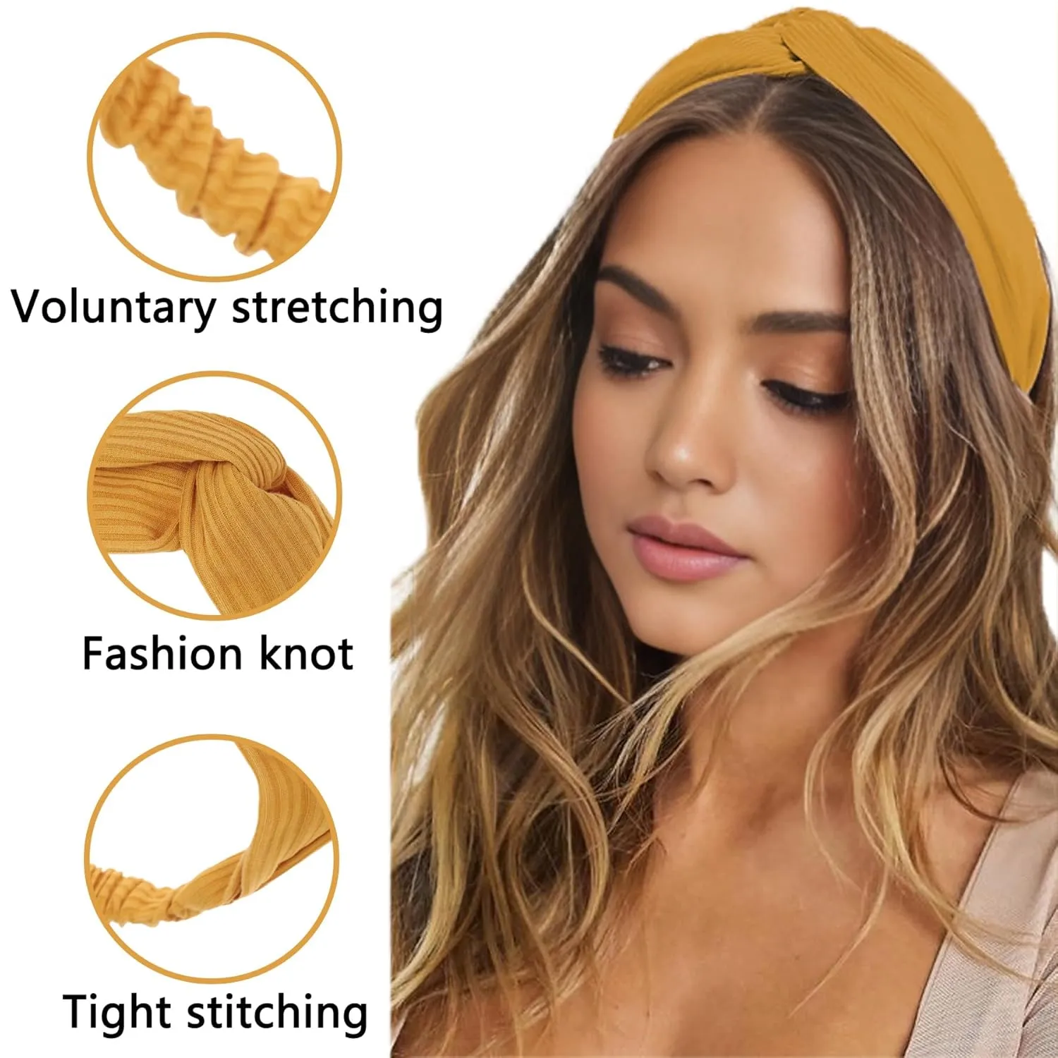 XTREND 8 Pcs Headbands for Women Twist Cross Knotted Elastic Head Hair Bands Yoga Workout Non-Slip Soft Solid Color Head Band Simple Versatile Hair Accessory Hairband