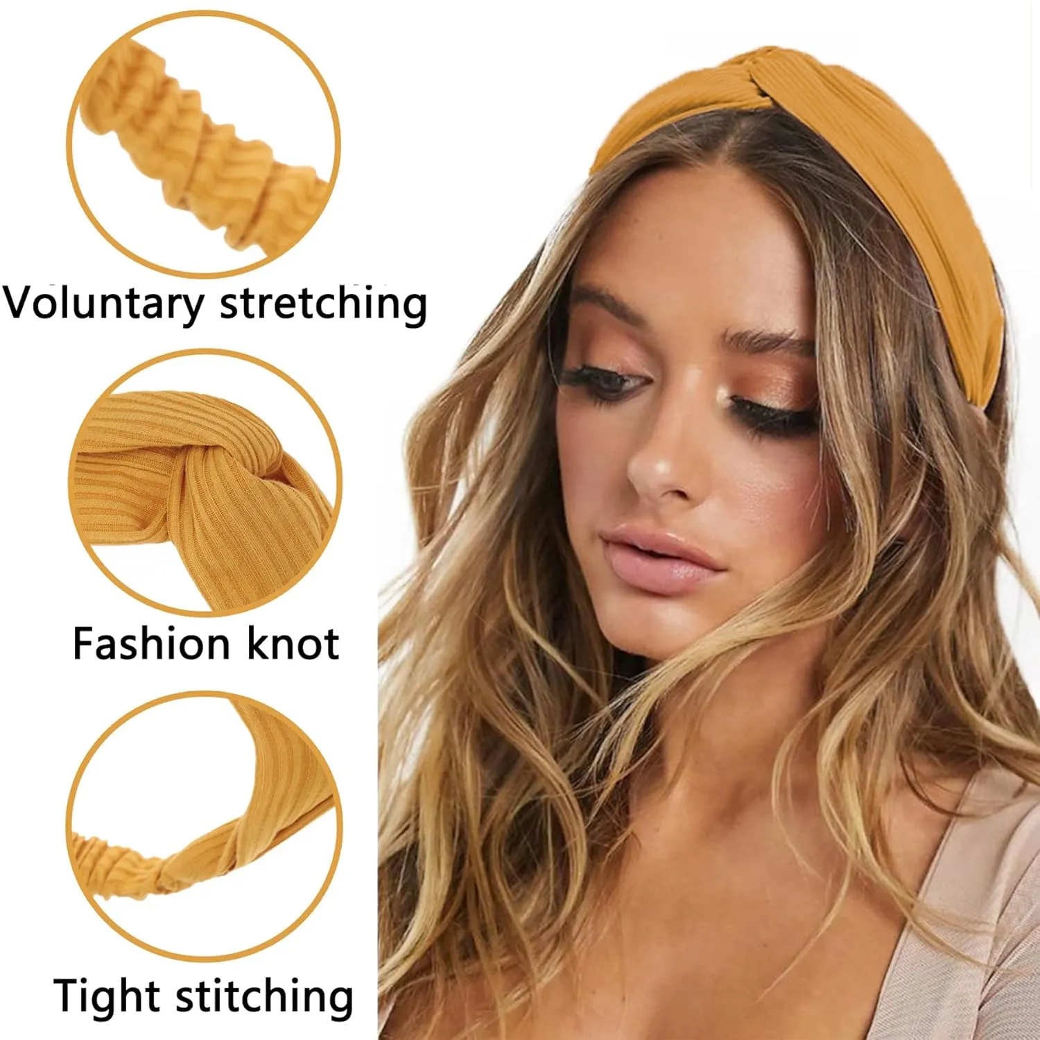 XTREND 8 Pcs Headbands for Women Twist Cross Knotted Elastic Head Hair Bands Yoga Workout Non-Slip Soft Solid Color Head Band Simple Versatile Hair Accessory