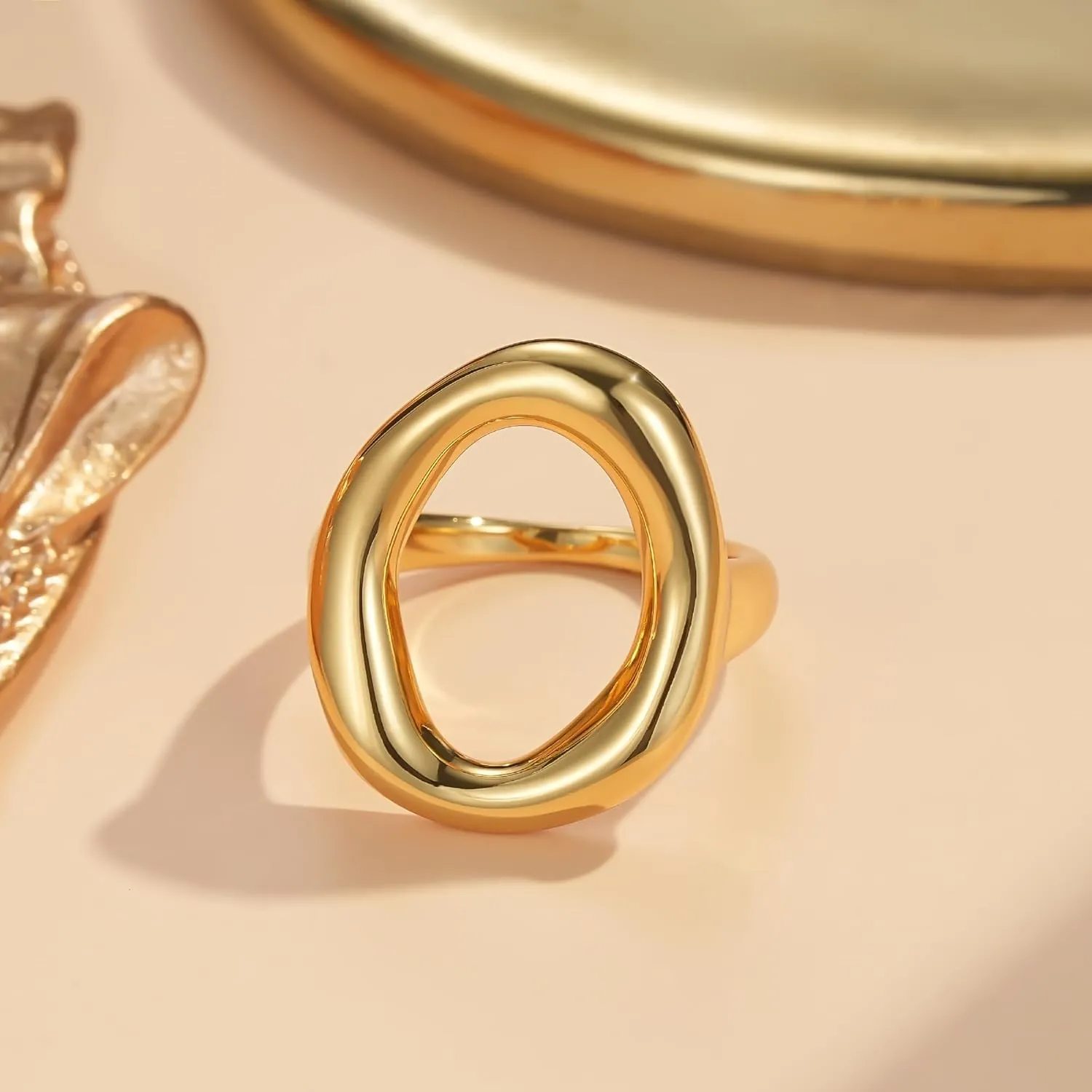 YeGieonr Gold Rings for Women Non tarnish Stainless Steel Womens Rings Dainty 18K Gold Plated Rings