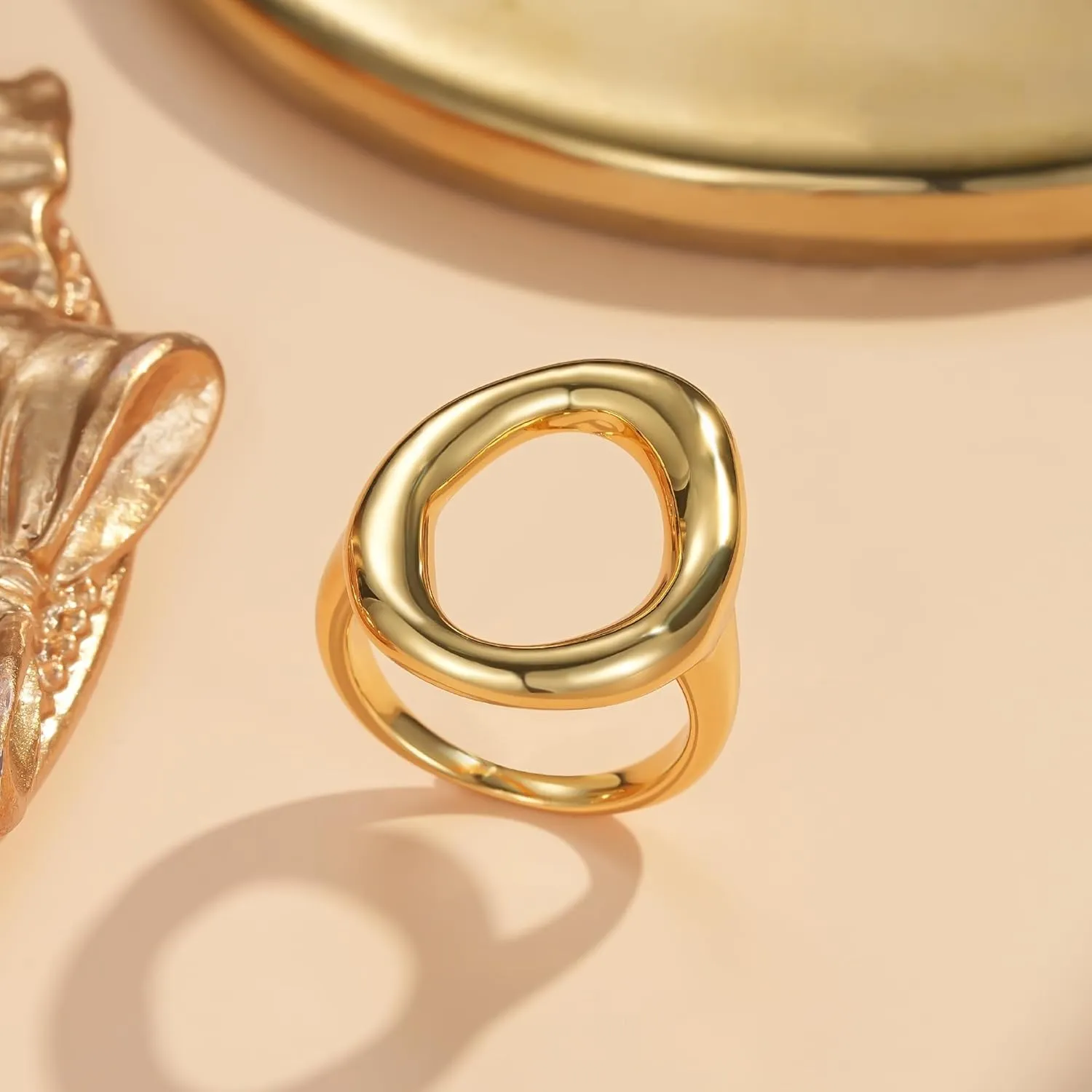 YeGieonr Gold Rings for Women Non tarnish Stainless Steel Womens Rings Dainty 18K Gold Plated Rings