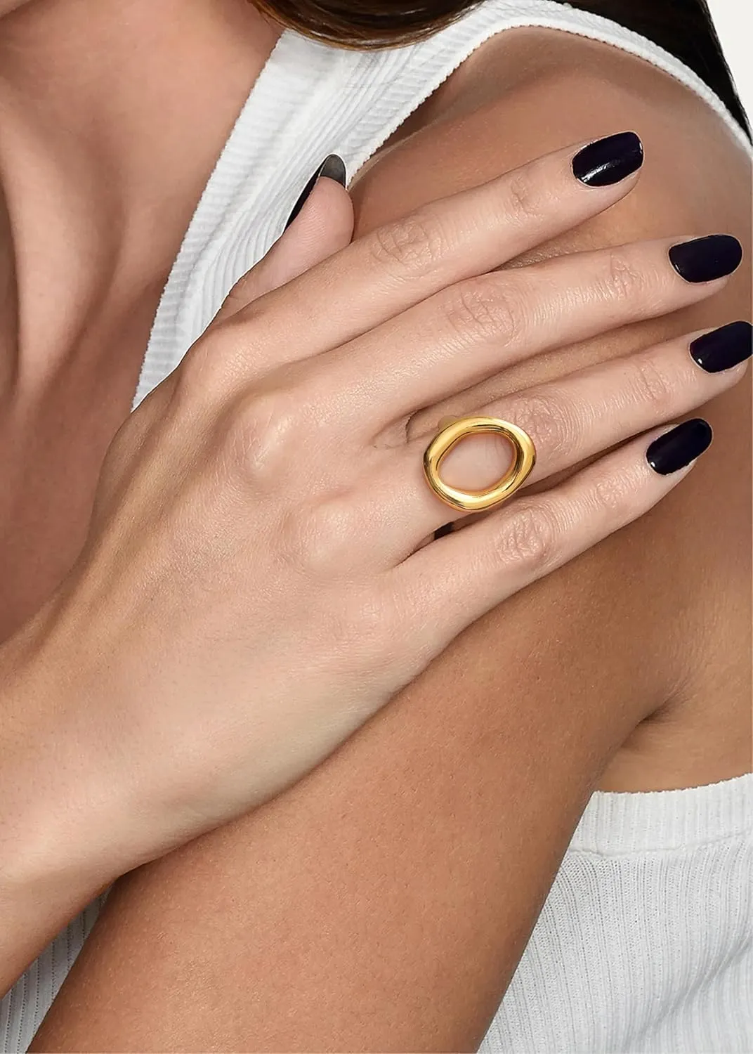 YeGieonr Gold Rings for Women Non tarnish Stainless Steel Womens Rings Dainty 18K Gold Plated Rings