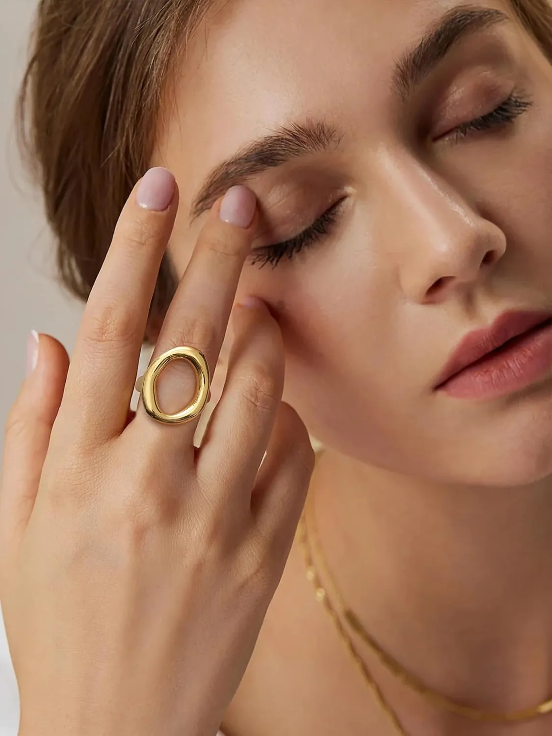 YeGieonr Gold Rings for Women Non tarnish Stainless Steel Womens Rings Dainty 18K Gold Plated Rings