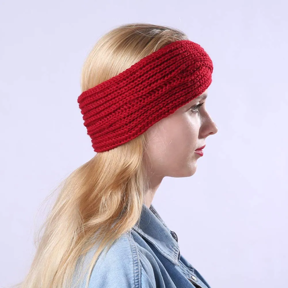 YSJOY 2 Pack Women Girls Cable Knitted Winter Turban Headband Ear Warmer Head Wrap Twist Hair Band Wine Red Beige